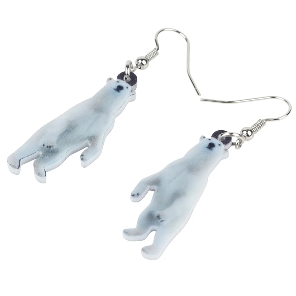 WEVENI Acrylic Standing Polar Bear Earrings New Long Dangle Drop Trendy Fashion Arctic Animal Jewelry For Women Girls Wholesale | Украшения