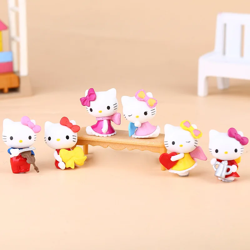 Белый 6 шт./компл. 3 см Kawaii кошки из японского мультфильма "Покемон", с рисунком в виде котиков, Поза ПВХ фигурки модели игрушки с дистанционным управлением котики мини модель игрушка - Цвет: Белый