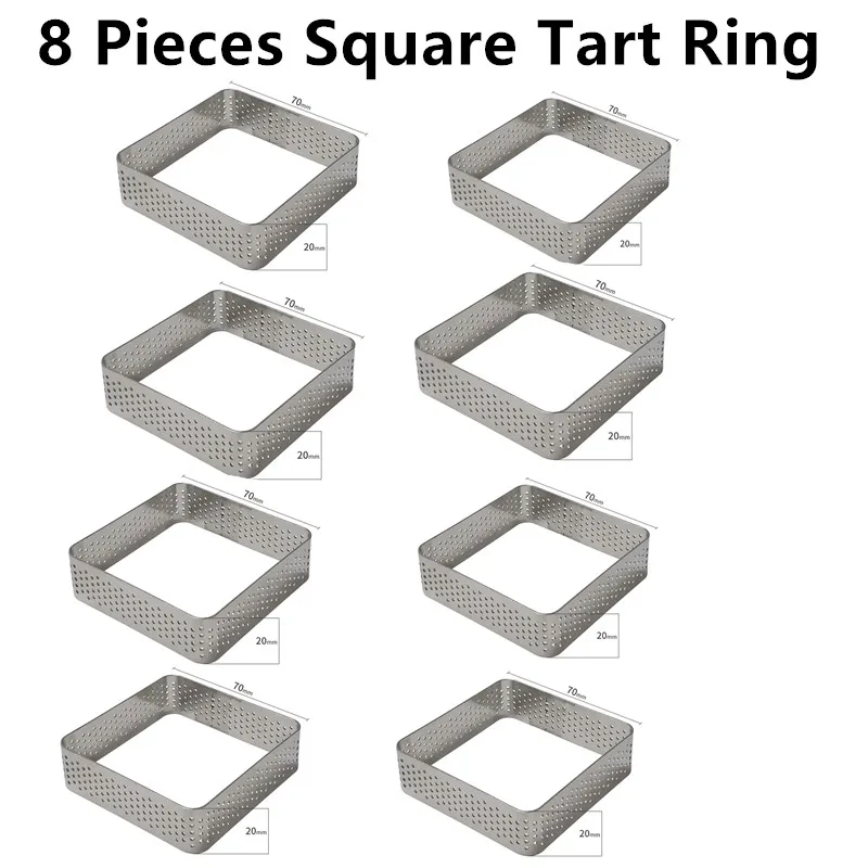 8 Pieces Square Ring SHENHONG 9 отверстий прямоугольник Tart десерт торт форма для выпечки кольцо искусство мусс силиконовые 3D форма Moule Форма для пирога кондитерские изделия - Цвет: 8 Pieces Square Ring