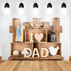 Mohofoto Подарочный тематический праздничный баннер с надписью I Love Dad фон для фотосъемки фон для празднования Дня отца Деревянный инструмент