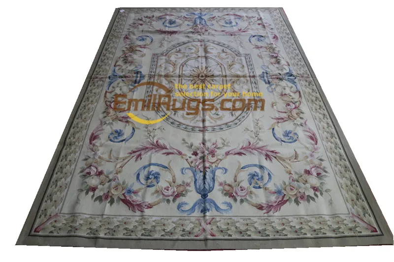 

Magnificent Carpet Elegant Floral Antique Handknotted Wool Aubusson Carpet Handmade French Chic Wool Knitting Carpets