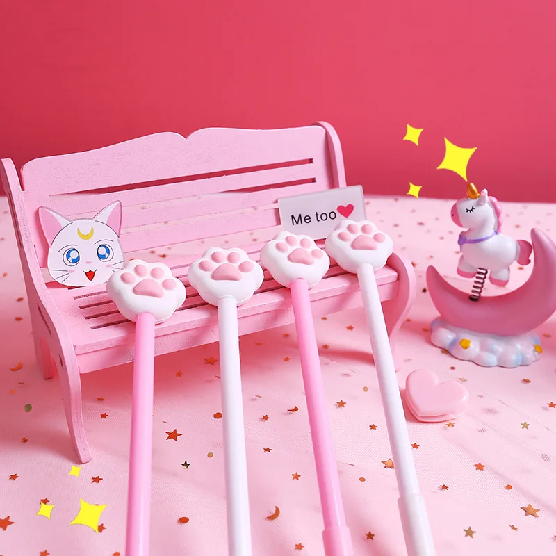 1 шт. гелевые ручки Kawaii cat footprint для письма милые черные чернила ручка подписи