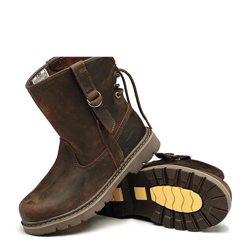39-44 мужские ботинки винтажные зимние из натуральной кожи коричневые наивысшего