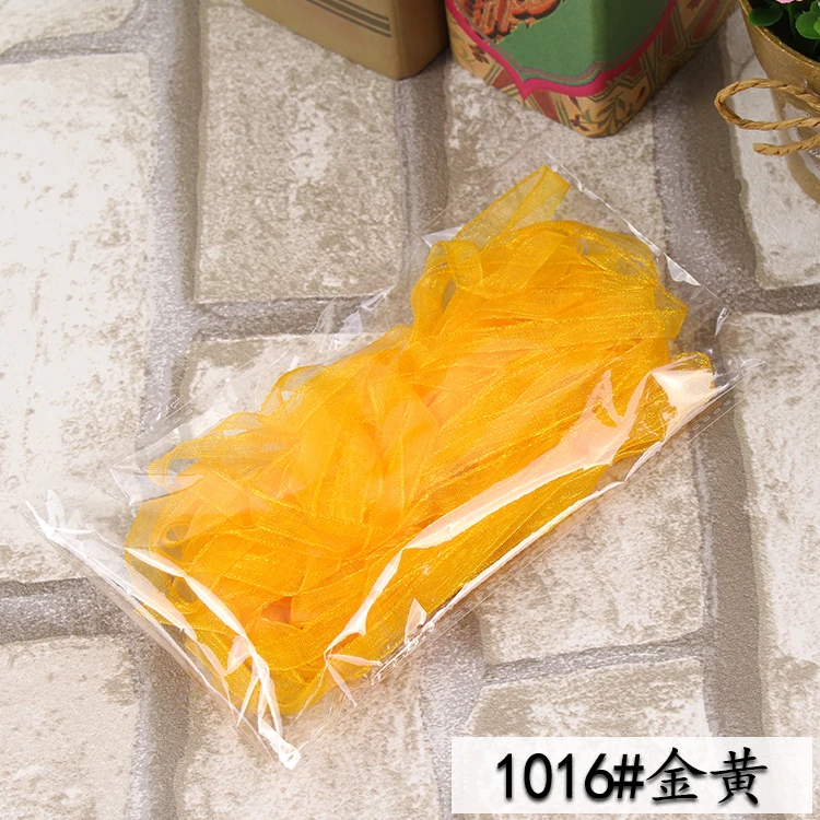 Golden Yellow 10 метров 6 мм органза ленты Рождество Хэллоуин вечерние упаковка для свадебного подарка упаковочные ленты принадлежности для выпечки ткань цветы - Цвет: Golden Yellow
