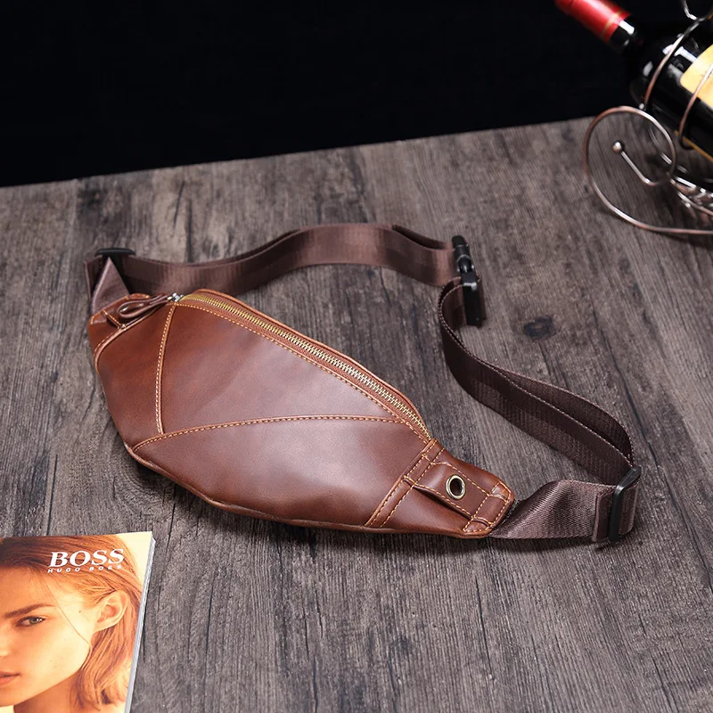 2019 Casual Leather Waist Bag Men Money Phone Fanny Pack Vintage Men's Belt Small Travel Packs Male | Багаж и сумки