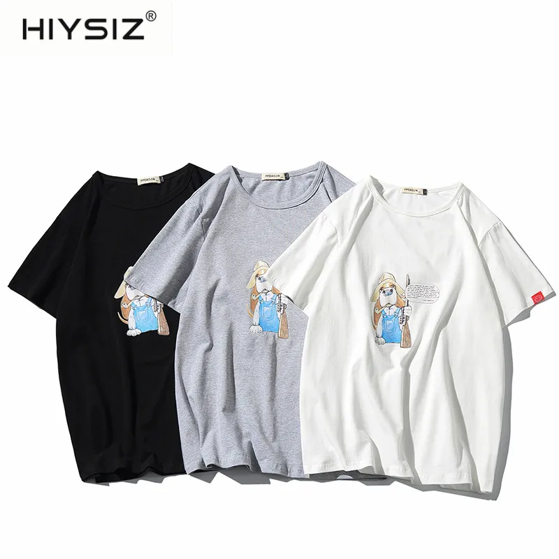 HIYSIZ 2019 Повседневная хлопковая Футболка уличная Harajuku футболка мужская летняя хип