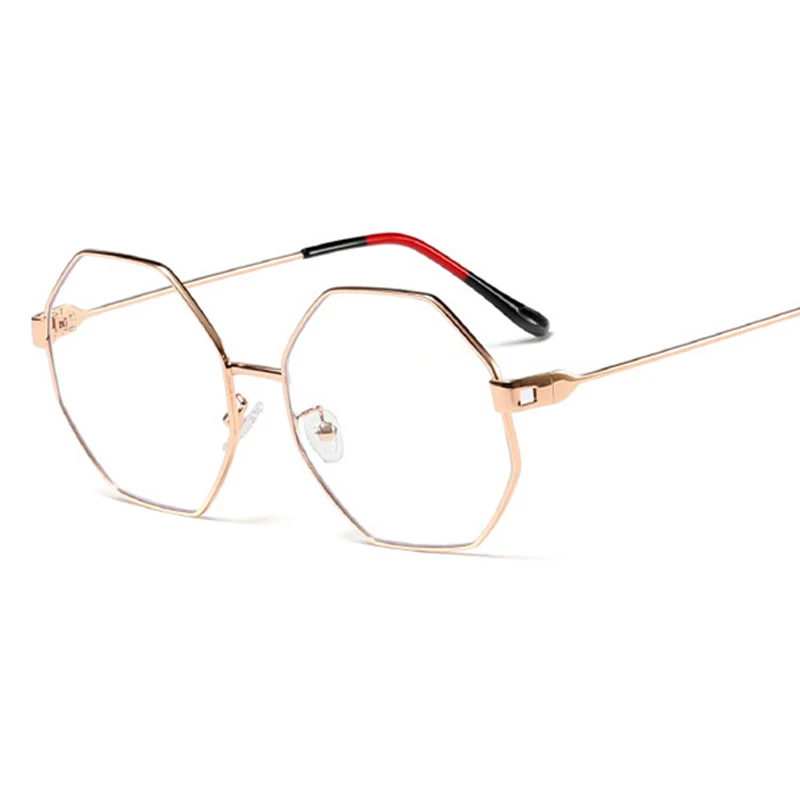 C3 RoseGold Clear HBK Роскошные прозрачные шестигранные очки оправа женские Брендовые очки винтажные сплав оттенки трендовые квадратные оптические оправа для Компьютерных Очков - Цвет оправы: C3 RoseGold Clear