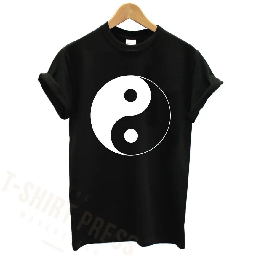 Черная футболка с принтом YIN & YANG/SWAG CROSS надписью PEACE LOVE GOOD EVIL RELIGION большим размером