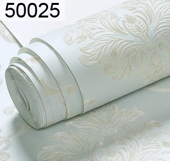 50025 Кремовая белая, бежевая, розовая Дамасская настенная бумага 3D рельефная настенная бумага в рулоне Роскошная текстурированная Нетканая бумага для спальни гостиной - Цвет: 50025