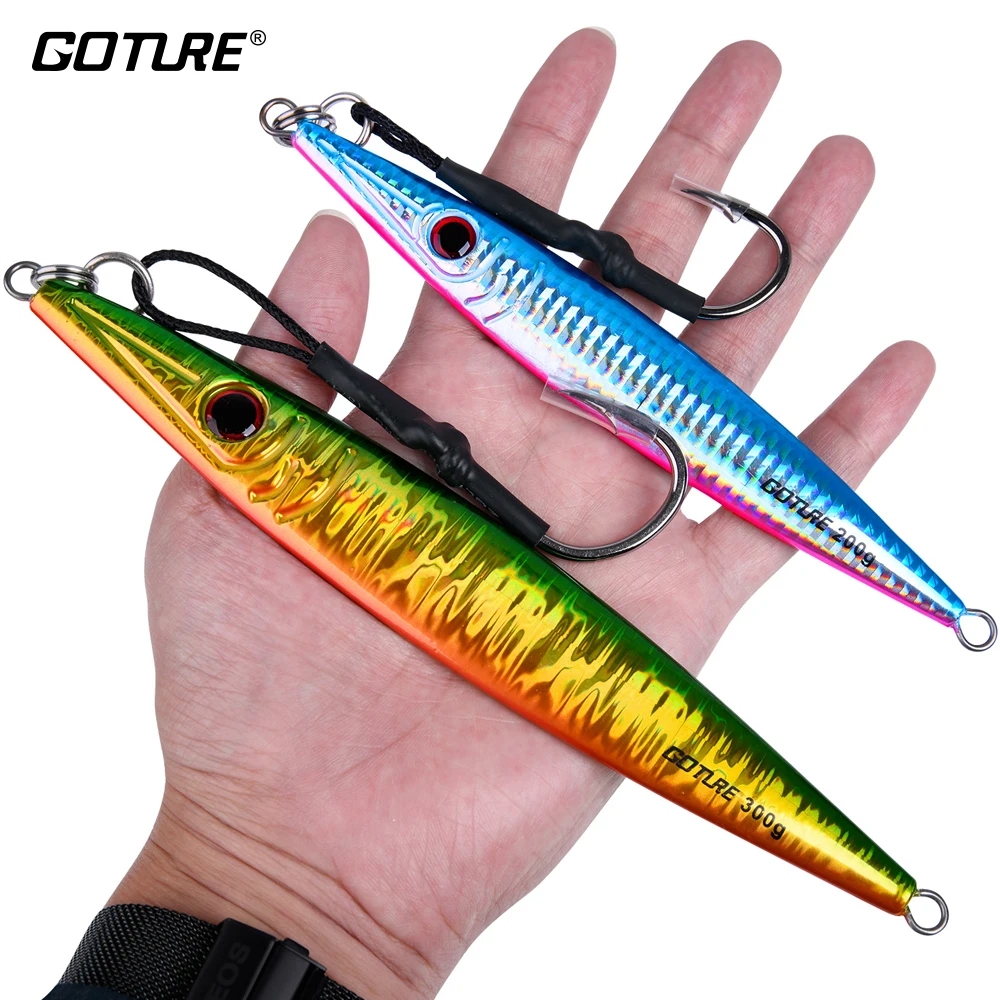 Goture 1 шт., приманка для глубокой морской рыбалки, 80g 100g 150g 200g 300g Металическая дергающаяся морских медленное движение вертикальный дергающаяся приманка для Тунец
