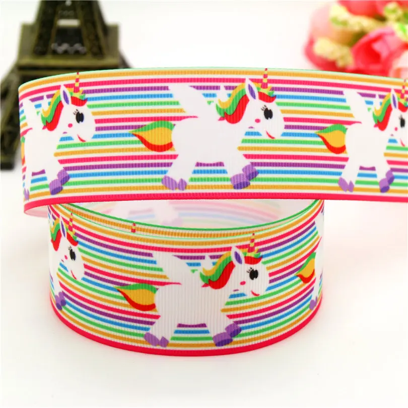 

DHK 1.5'' 5yards sea animal unicorn stripe printed grosgrain Ribbon headwear hair bow diy party decoration OEM 38mm C1369