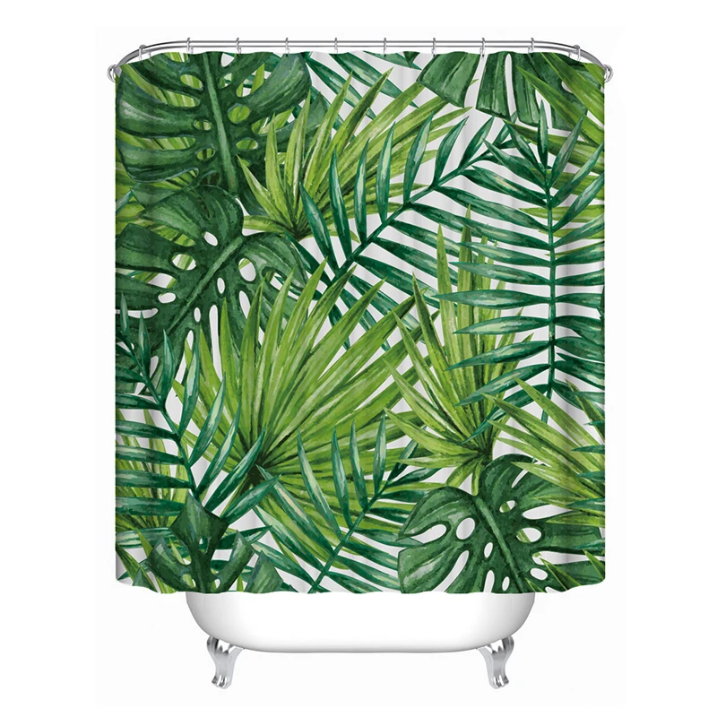 

1PC Shower Curtain for Bathroom Tropical Plants Green Leaves Bath Curtains Waterproof Polyester Fabric Bathtub Curtain