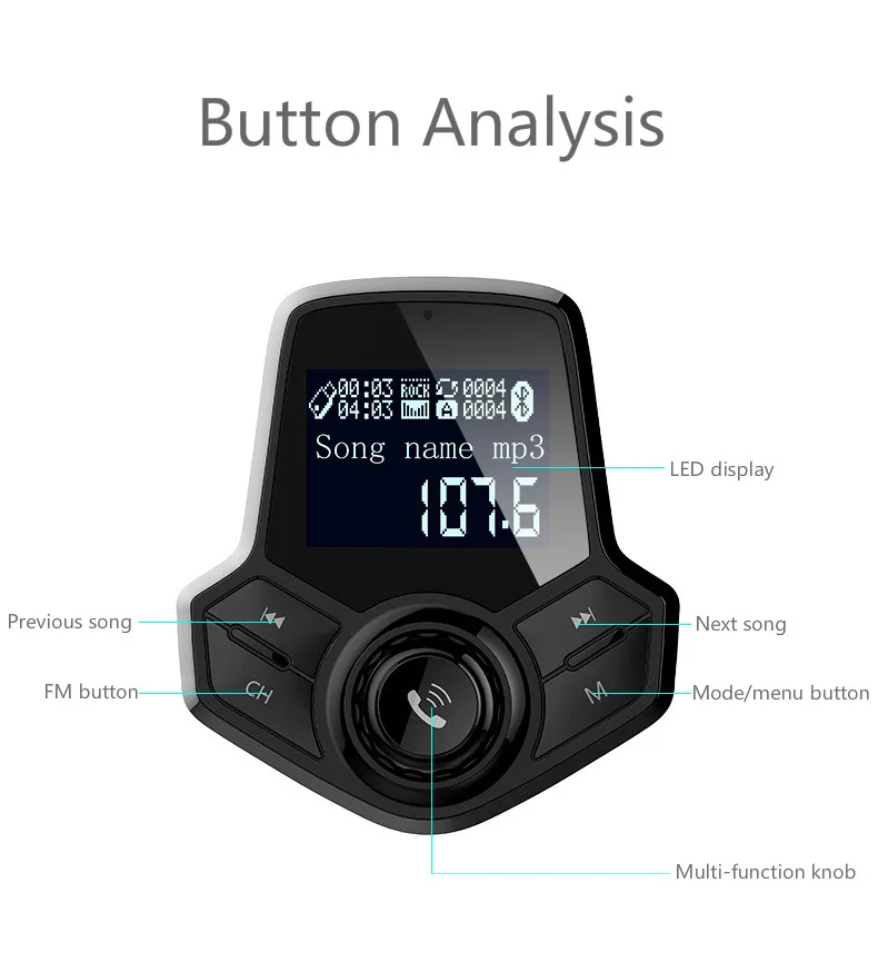 

Hot Sales!! Car MP3 Bluetooth Car Charger FM Bluetooth Transmitter QC3.0 Fast Charge Car Charger for iPhone Samsung Xiaomi