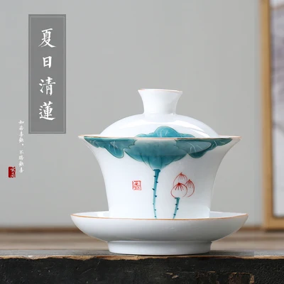 Ручная роспись керамический чай Tureen Kung Fu Puɾr черный Oolong чайная посуда большая