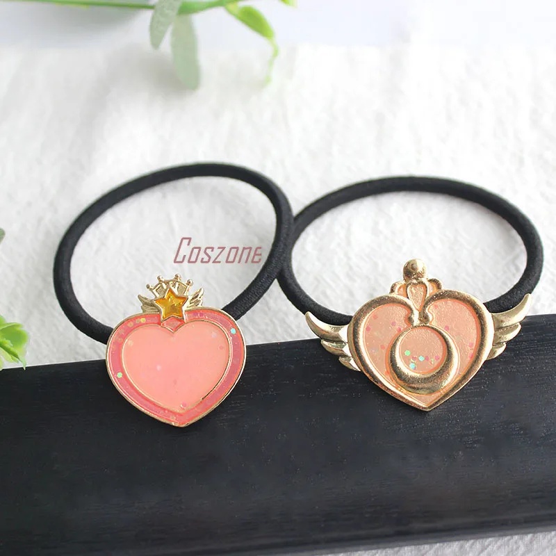 Аниме Сейлор Мун Косплей лента для волос розовый круг металлическое крыло сердце