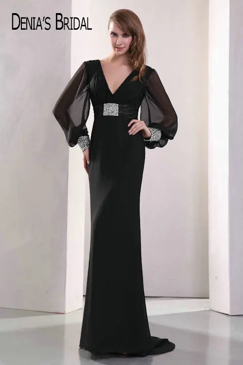 Реальные фотографии черные вечерние платья-футляры с v-образным вырезом и