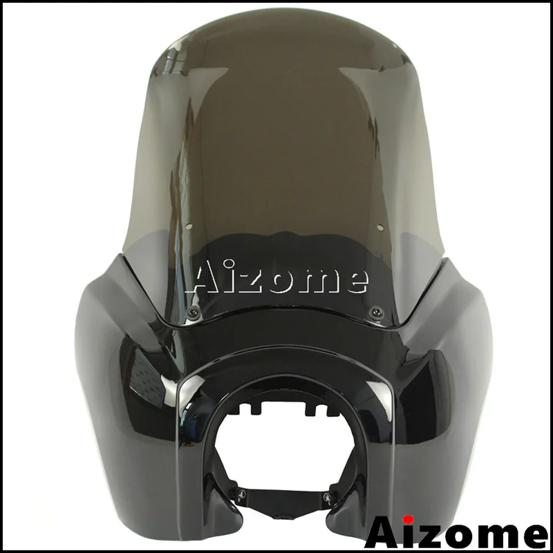Glossy Black Smoke Обтекатель экрана ветровой фары для Harley Dyna 2006- Wide Glide Fat Bob Street Bob Low Rider Riser обтекатель лобового стекла - Цвет: Glossy Black Smoke