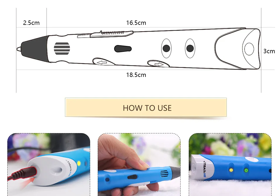 Myriwell 3D Ручка 3 d принтер Ручка 3 d Ручка diy ручка для рисования и ABS/PLA нити Рождественский подарок/подарок на день рождения для детей