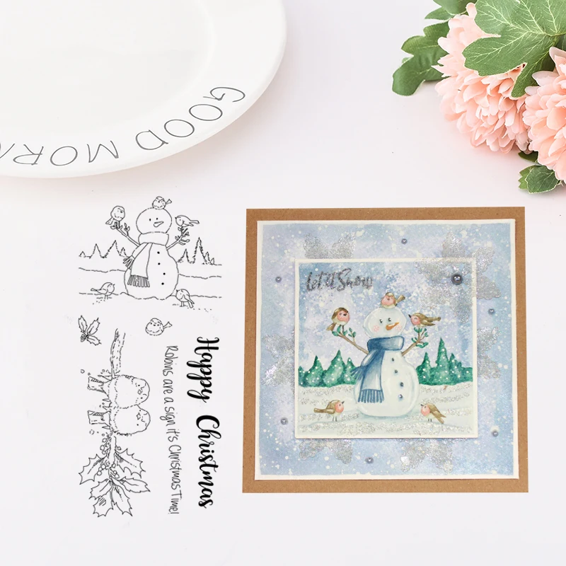 SP Снеговик и сова прозрачные резиновые штампы/Детские штампы для