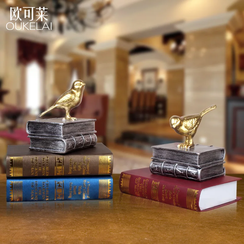Книжная полка в европейском ретро стиле с птицами из смолы книжная американский
