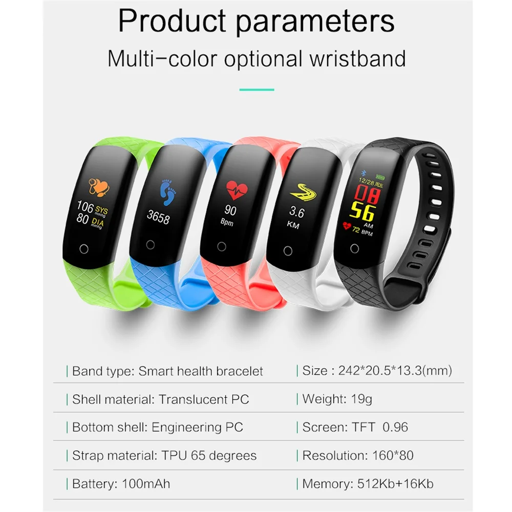 696 CB608 Smart Men Fitness Bracelet Watch Wristband Continuous Heart Rate Monitor Health Tracker Band | Электроника