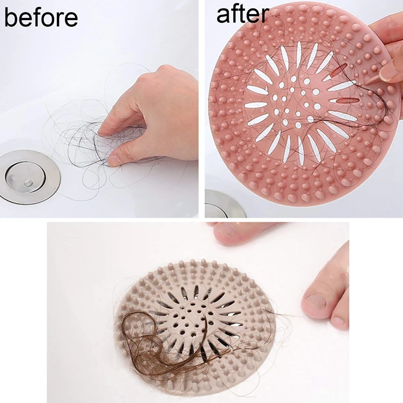 

5 Pack Hair Catcher Hair Stopper Shower Drain Covers for Bathroom Bathtub and Kitchen - Rubber Sink Strainer Silicone Filter H