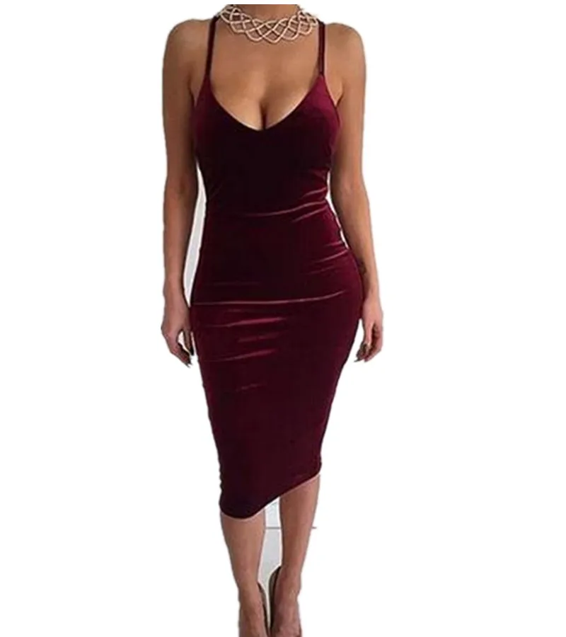 Женское вечернее бархатное платье средней длины Красное Облегающее Платье на