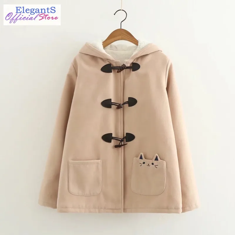 2019 осень зима с капюшоном шерстяная Женская куртка новый сладкий элегантный