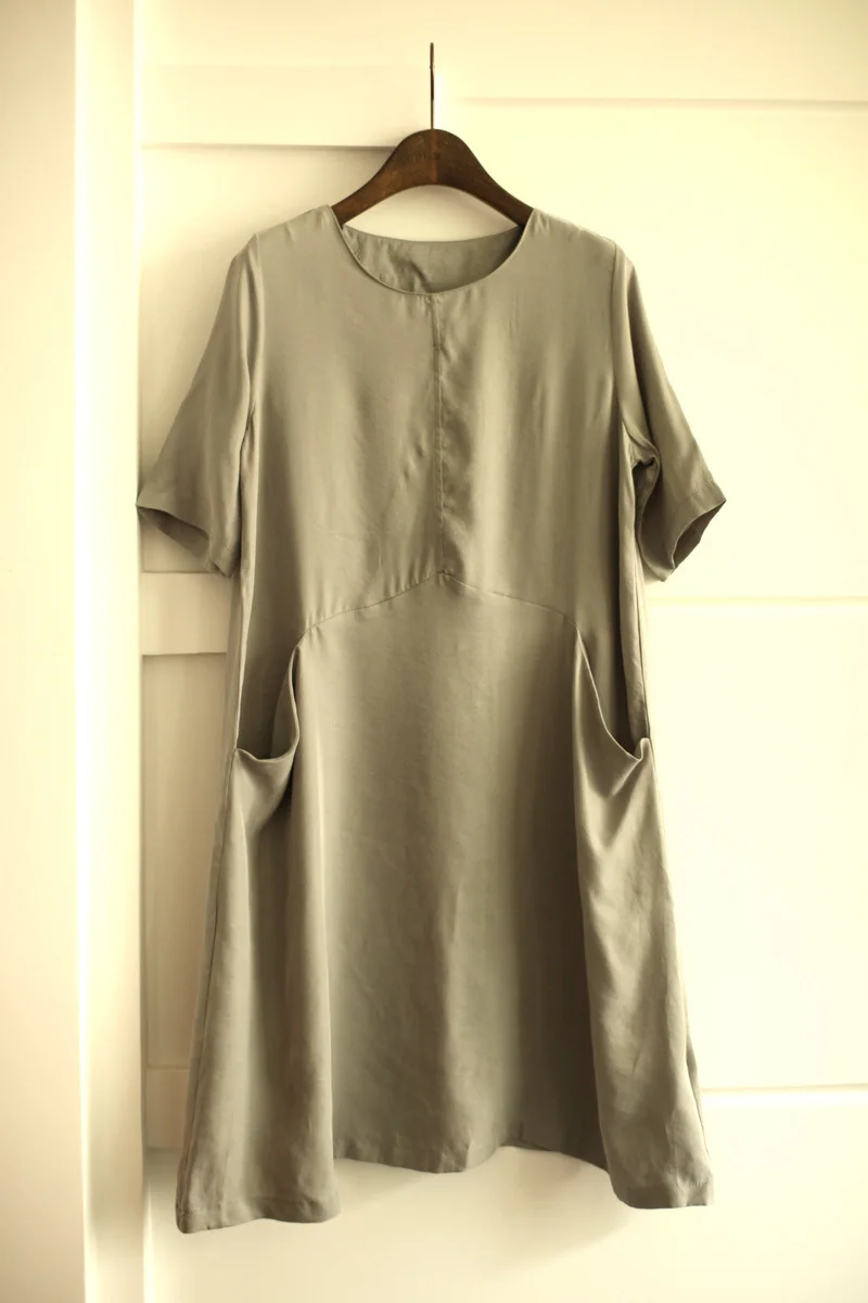 Женское художественное платье с круглым вырезом из шелка Cupro Robe 20190423