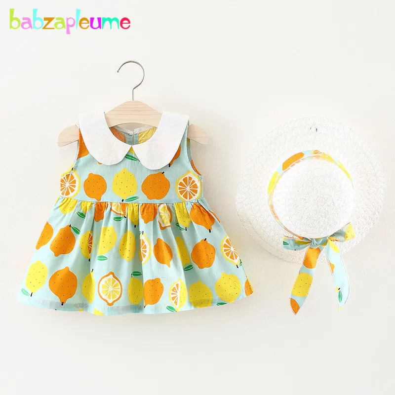 2 шт. детское Хлопковое платье + шляпа BC1707 | Мать и ребенок