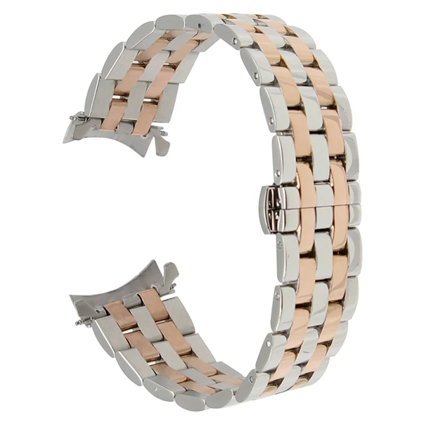 Silver Rose Gold Браслет из нержавеющей стали с загнутым концом для часов Rado для мужчин и женщин, браслет на запястье с застежкой-бабочкой, Браслет 18 мм, 20 мм, 22 мм, 24 мм - Цвет ремешка: Silver Rose Gold