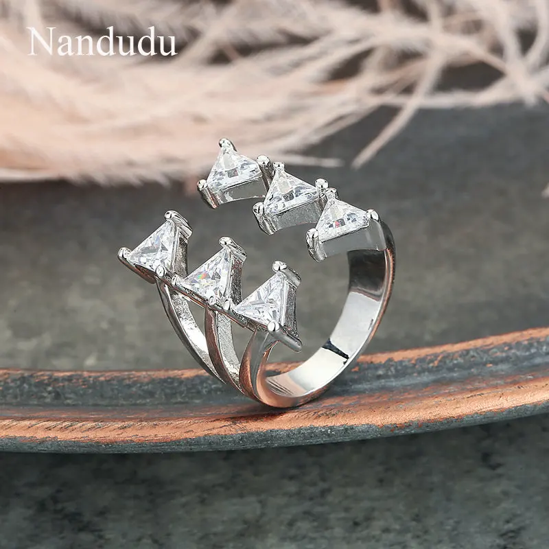 Nandudu новые открытые Каффа с Цирконом кольца для женщин высокого уровня