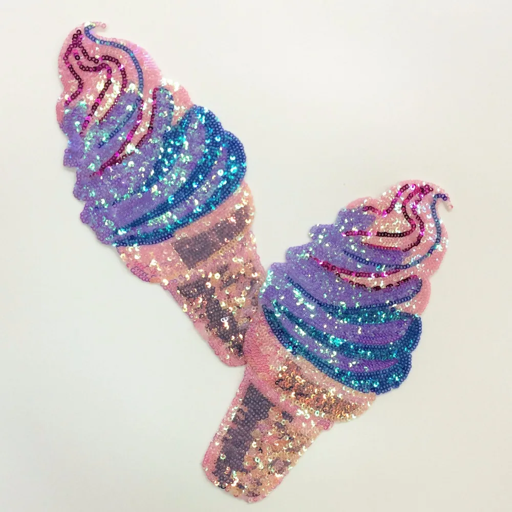 

Color ice cream sequins patch embroidered fabric garment accessories applique for T-shirt sweater decoration patches