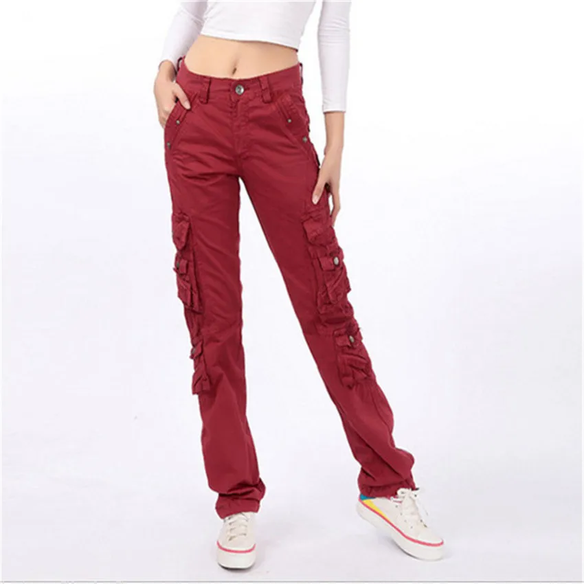 Женские Мешковатые брюки-карго в стиле милитари с множеством карманов высокого