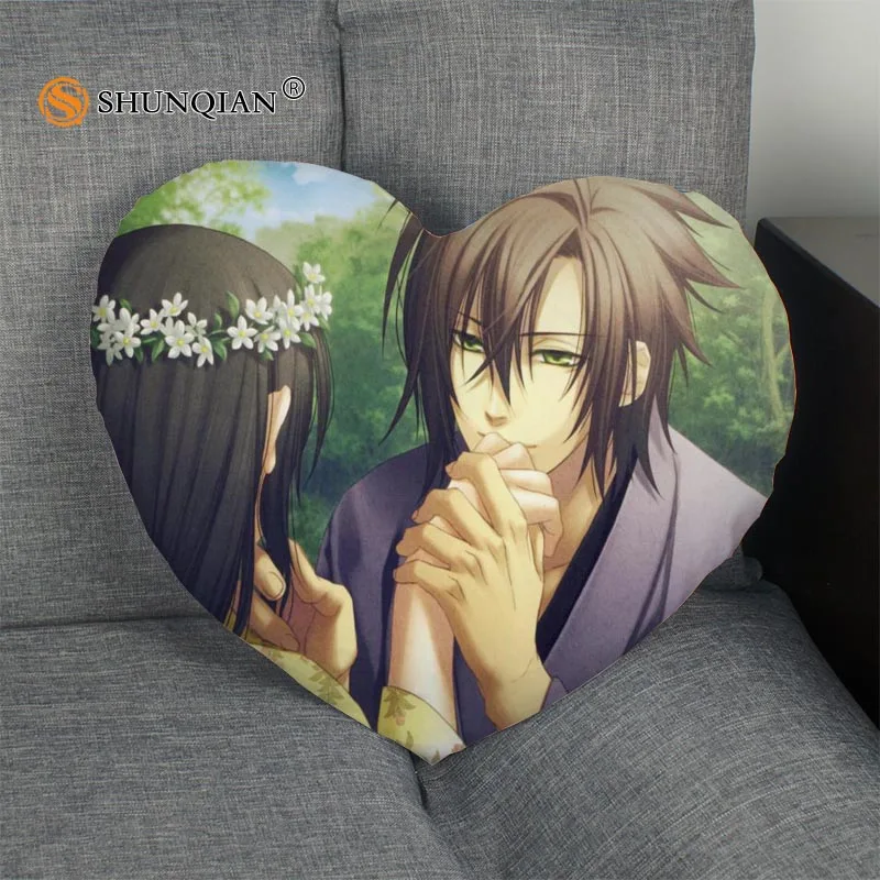 Белый Изготовленный на заказ Наволочка Hakuouki сердце Форма Подушка на молнии крышка лучший подарок Размер 41 x36cm, 47x42 см - Цвет: Белый