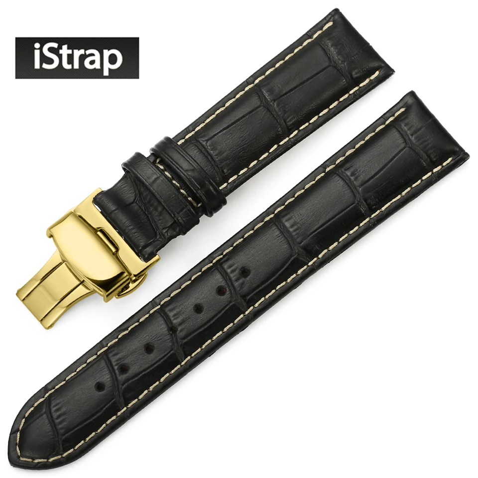 Ремешок iStrap 18 мм 19 20 21 22 24 ремешок из натуральной кожи с золотой Бабочкой Пряжка