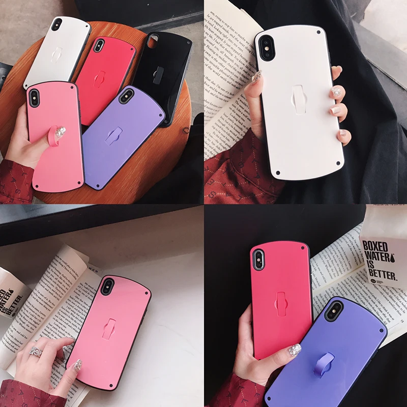 Однотонный чехол GlamPhoneCase с кольцом для iPhone 6 7 8 Plus X XR XS Max|Бамперы| |