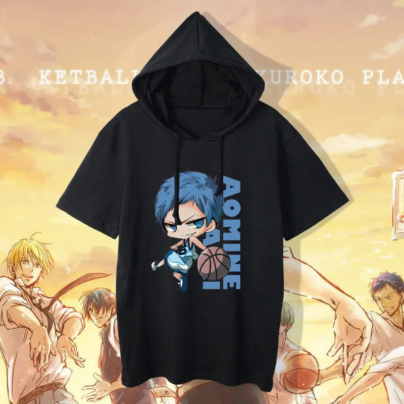 Новая футболка Kuroko no Basket с коротким рукавом, с капюшоном, повседневная Летняя женская и мужская одежда Kuroko's Basket, футболка для косплея, хлопковые футболки Аниме