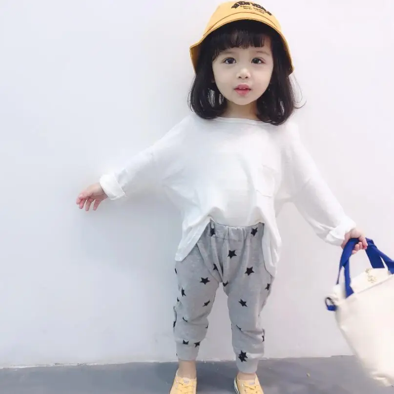 2019 детская футболка однотонные Белые Повседневные рубашки для малышей Детская