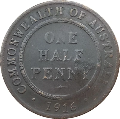 1916 Реплика 1911-1923 13 монеты Австралия One полпенни копия монет Копер - Цвет: 1916
