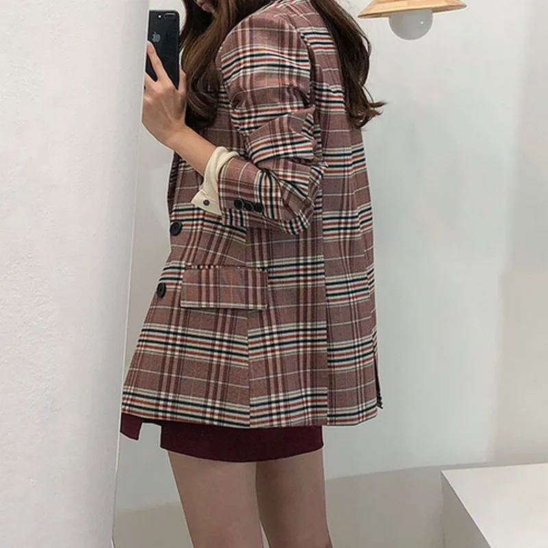 Новинка 2020 осенне зимняя клетчатая Корейская женская куртка приталенный Женский
