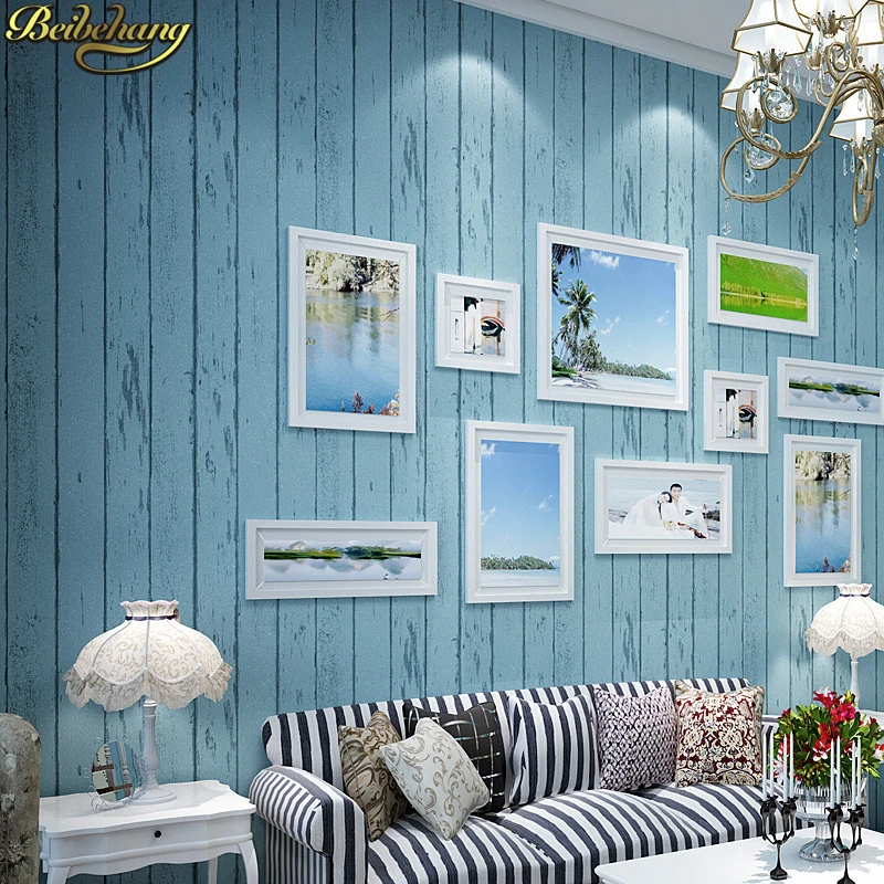 ПВХ 53X300cm средиземноморские синие полосатые обои для гостиной 3d настенное