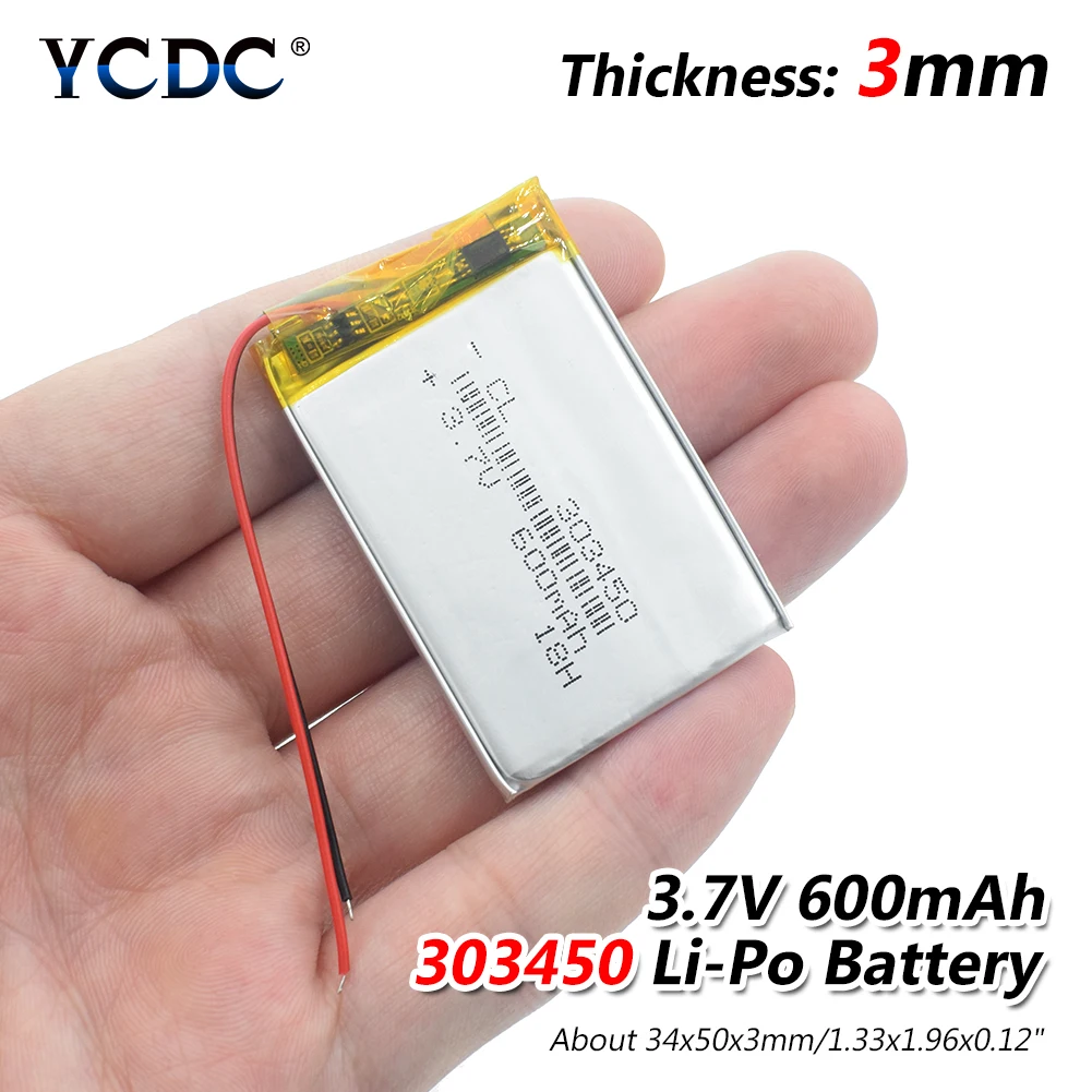 1 Piece 3,7 V, 600mAH 303450 303550 PLIB полимерный литий-ионный/литий-ионный аккумулятор для dvr, gps, mp3, mp4, электронной книги, светодиодный светильник, динамик - Цвет: 1 Piece