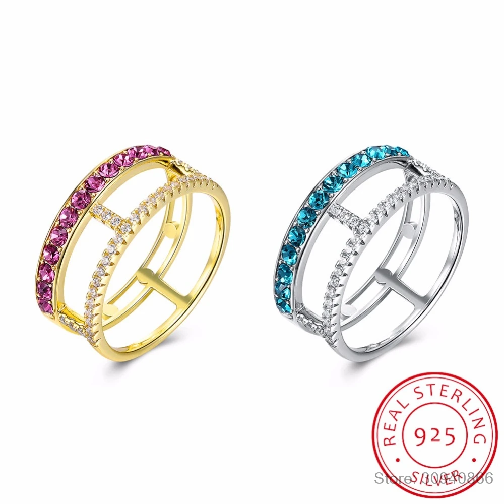 

LEKANI Crystal & Rhinestone Square Design Finger Ring Double Color For Classic Women Embellished With Crystals From Lekani