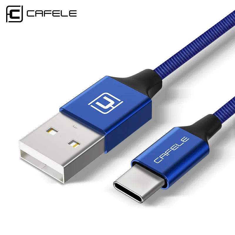 Внешний USB кабель Cafele для Xiaomi A1 Type C передачи данных нейлоновый Плетеный Samsung