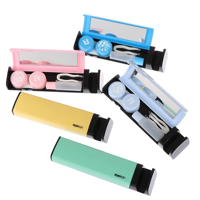 Цветной кейс для контактных линз глаз контейнер чистящее средство дорожное