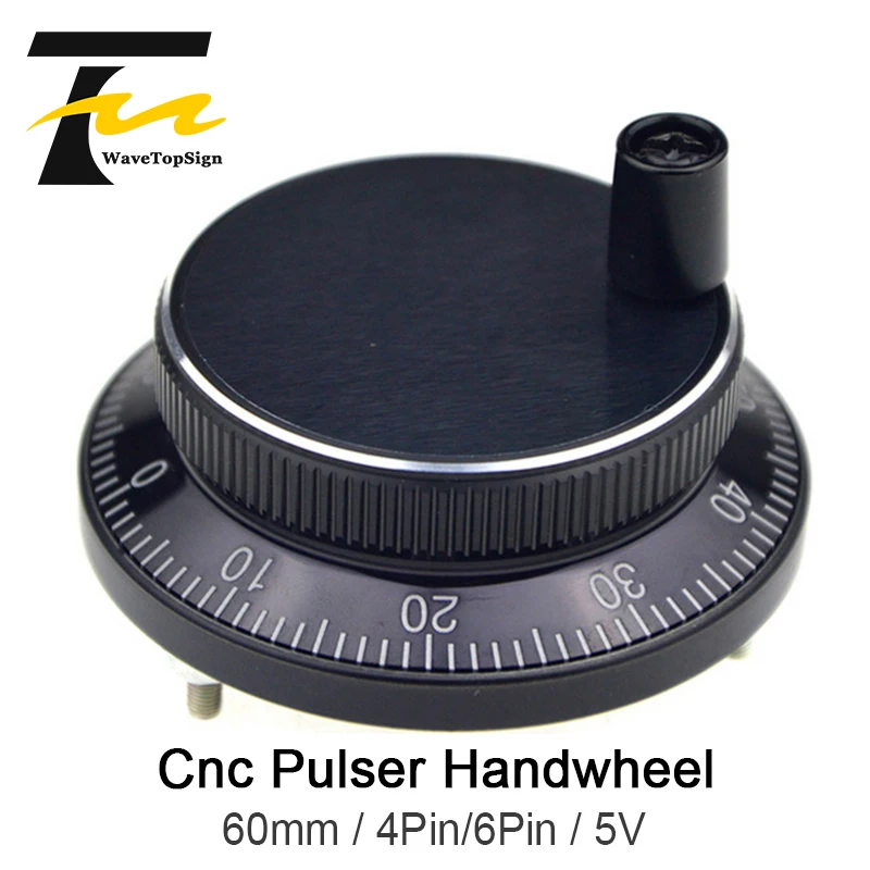 WaveTopSign CNC маховик генератора диаметр 60 мм Voltgae Pulse 100 DC 5 В 4 6 штифтов CNC машина ручной импульсный энкодер Генератор