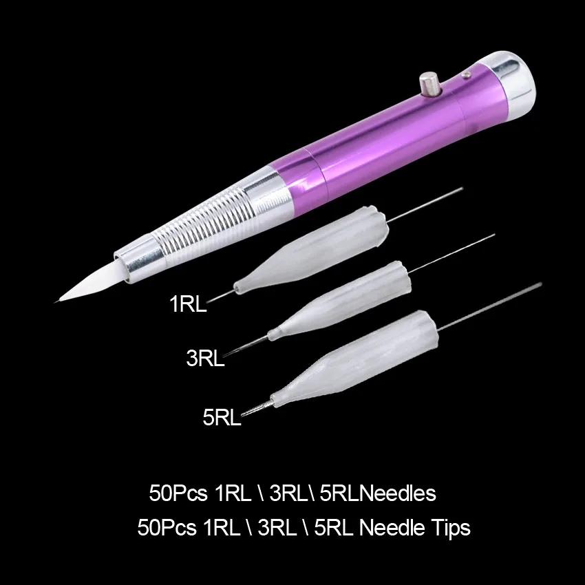 Машинка для перманентного макияжа с иглами и наконечниками микроблейдинг