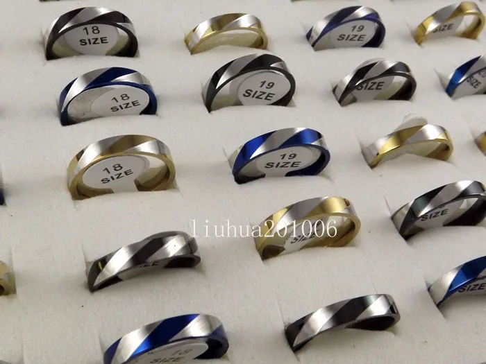 

Оптовая Продажа 54 шт. золотые синие Черные разноцветные модные полированные удобные кольца из нержавеющей стали