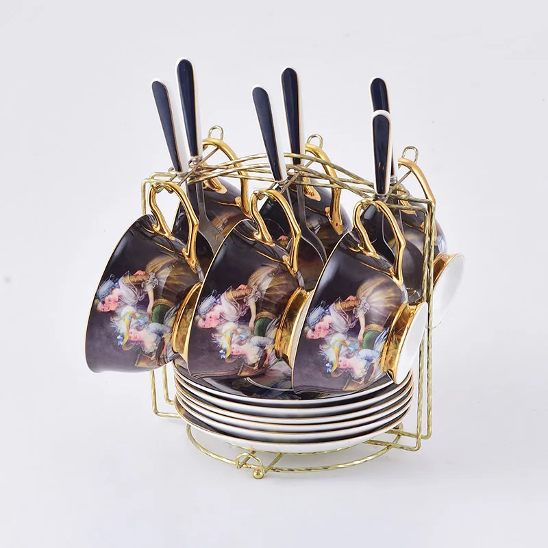 6piece set Европа набор кофейных чашек Золотая наклейка parrten Британский Фарфор керамический чайный набор горшок Чай горшок набор после полудня кофейная чашка Чай Вечерние - Цвет: 6piece set